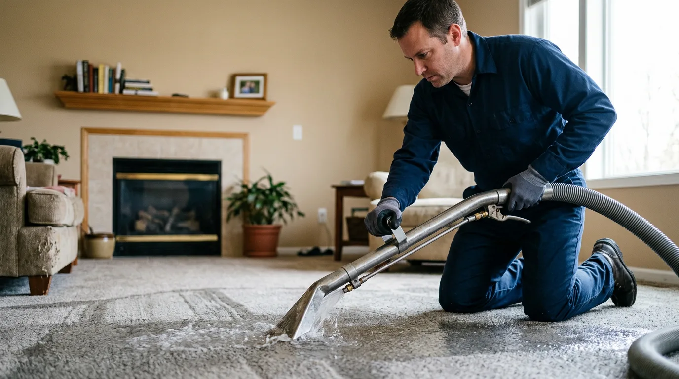 Water damage restoration technician working near Wilsey, KS